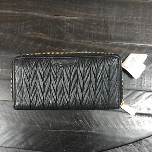 Coach Gathered Leather Accordion zip wallet